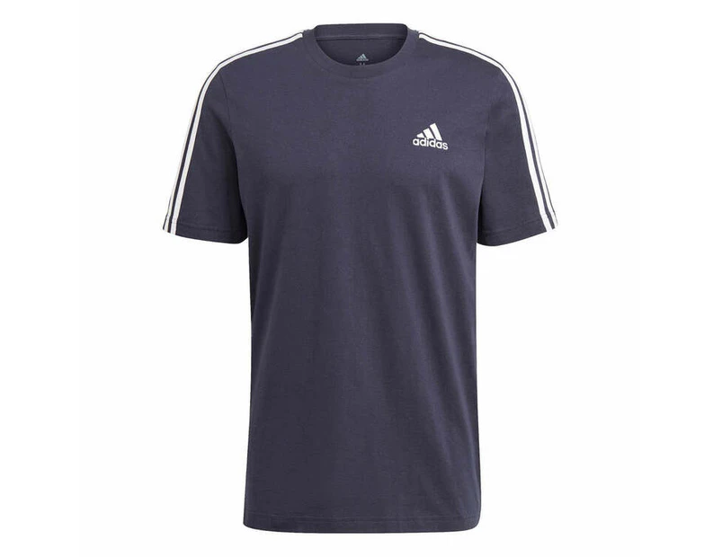 Adidas Mens Essentials 3 Stripes Tee - Dark Navy