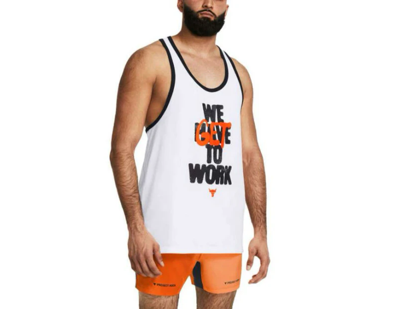 Under Armour Project Rock Mens Get to Work Training Tank - White