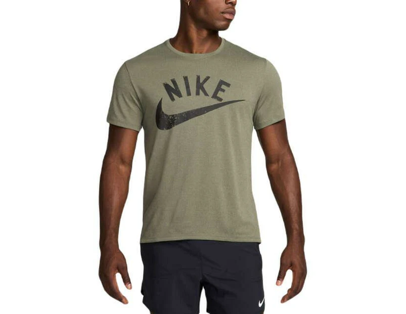 Nike Mens Miler Dri FIT Running Tee - Khaki