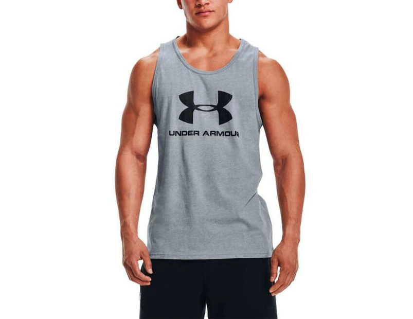 Under Armour Mens Sportstyle Logo Tank - Grey