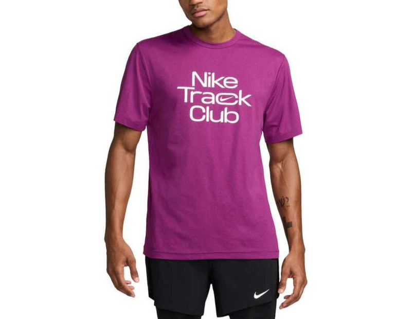 Nike Mens Dri FIT Track Club Running Tee - Plum