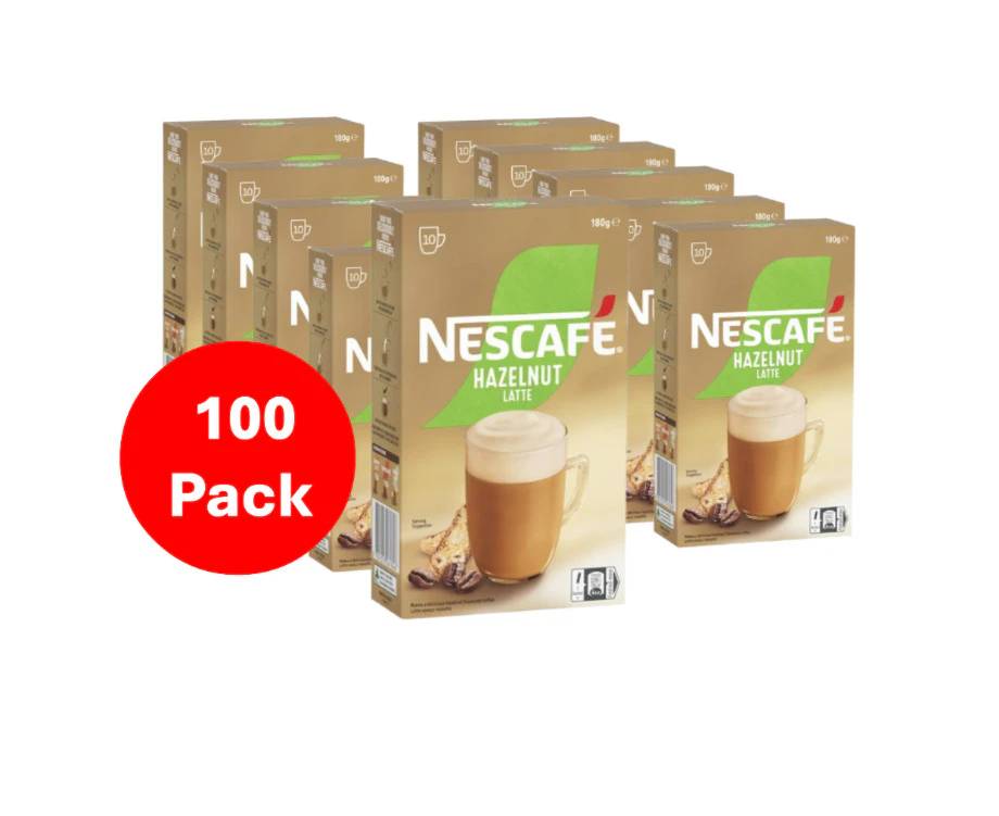 Nescafe Hazelnut Latte Coffee Sachets 100 Pack