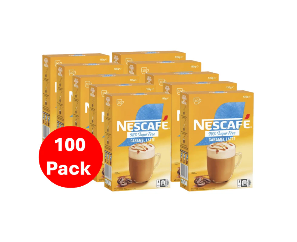 Nescafe 98% Sugar Free Caramel Latte Coffee Sachets 100 Pack