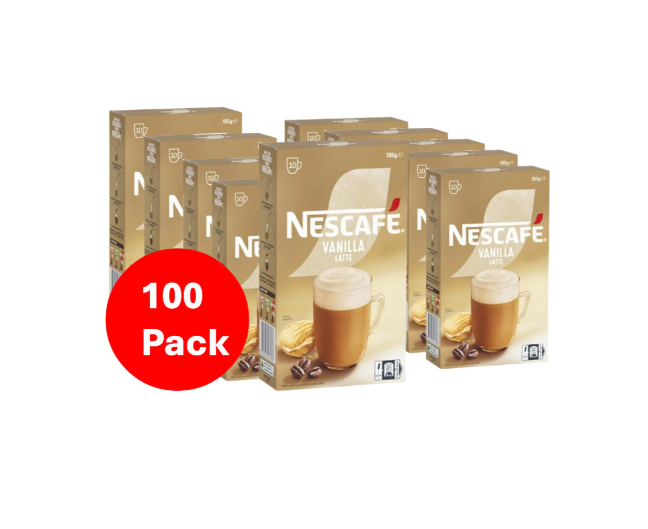 Nescafe Vanilla Latte Coffee Sachets 100 Pack