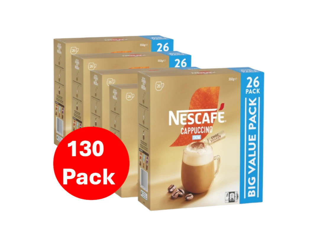 Nescafe Cappuccino Skim Coffee Sachets 130 Pack