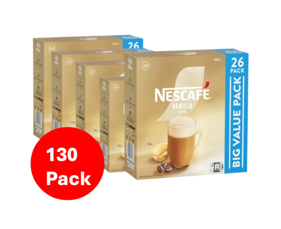 Nescafe Vanilla Latte Coffee Sachets 130 Pack