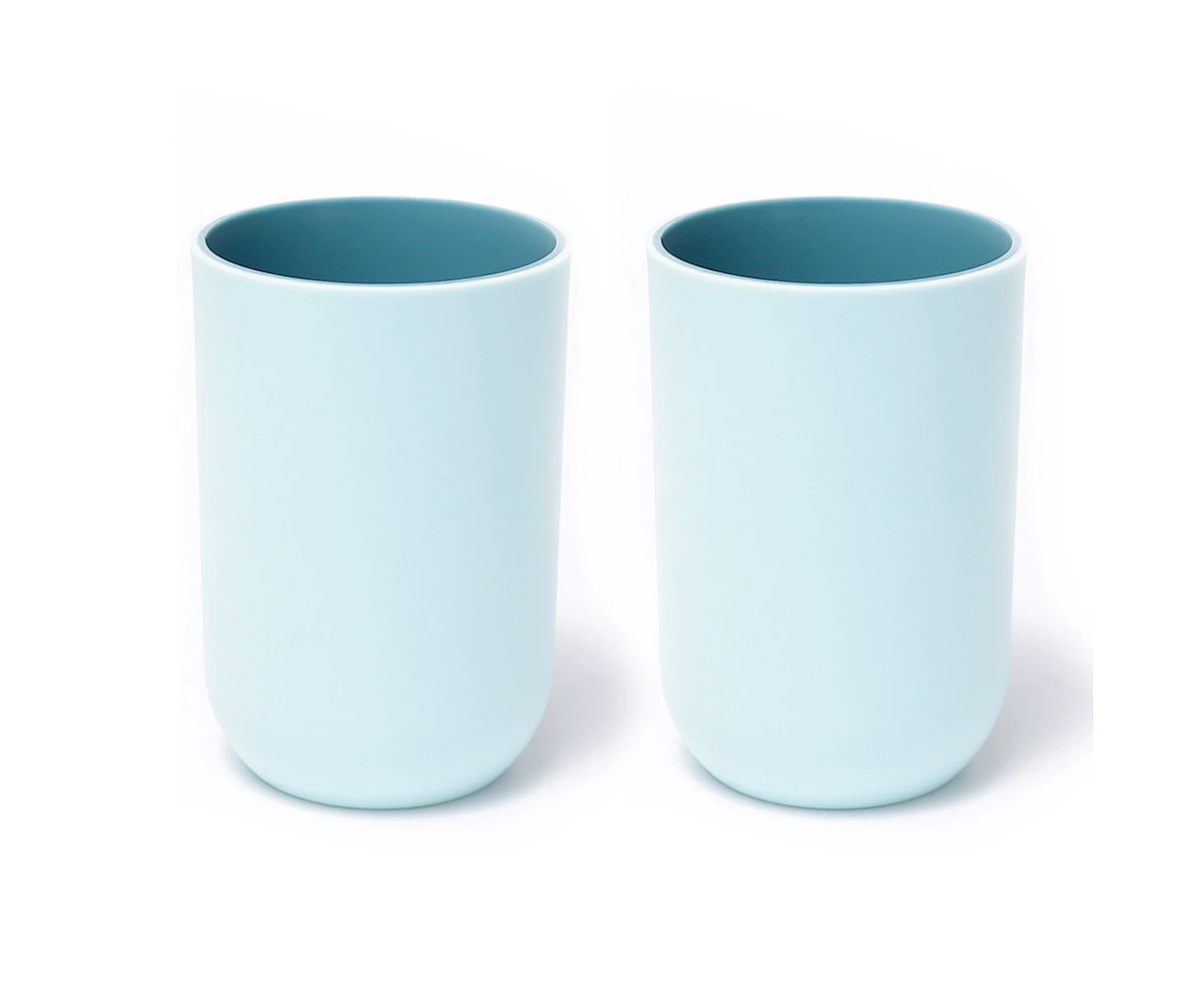 Unbreakable Reusable Drinking Cups  have 2 Colors, Plastic Toothbrush Cup Tumbler, Dishwasher Safe - Light blue