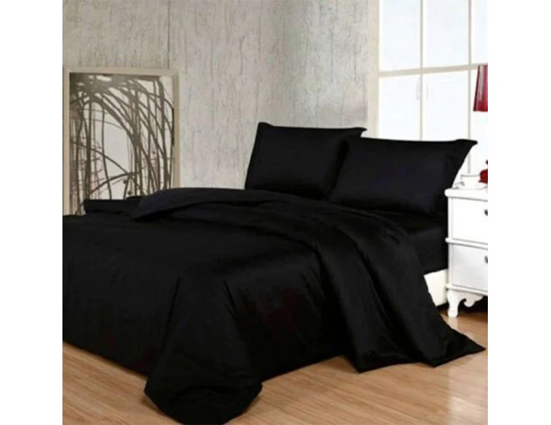 100% Bamboo Silk Feel Soft Doona Quilt Cover Set Black