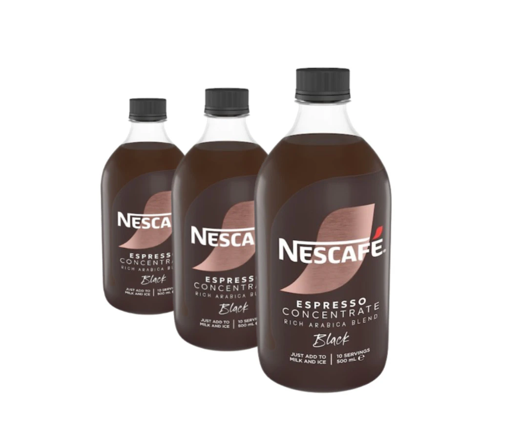 3 x Nescafe Espresso Concentrate Black Liquid Coffee 500ml