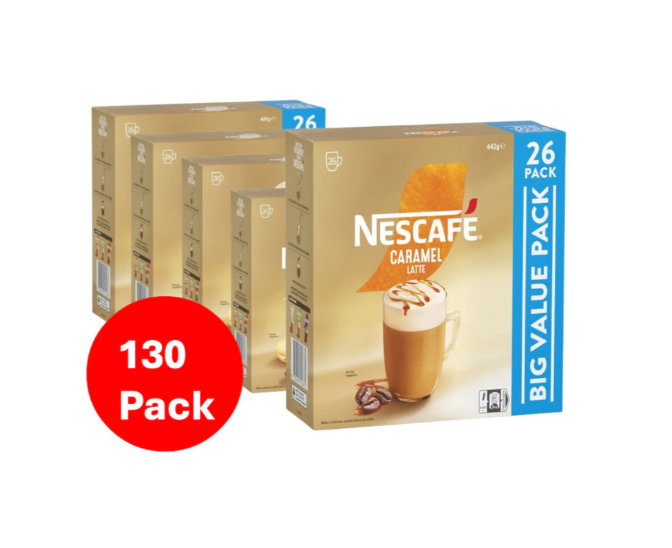 Nescafe Caramel Latte Coffee Sachets 130 Pack