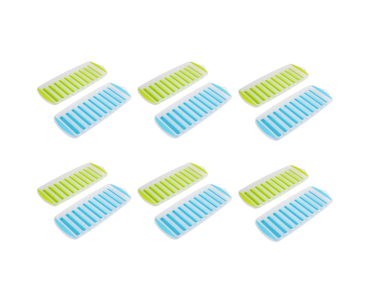 6x 2pc Appetito Ice Tray Easy Release/Flexible Base 10 Cube Stick Blue/Lime