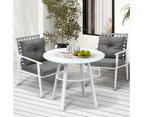 Livsip Outdoor Dining Set Patio Furniture Setting 3PCS Marble Table Rattan Chair