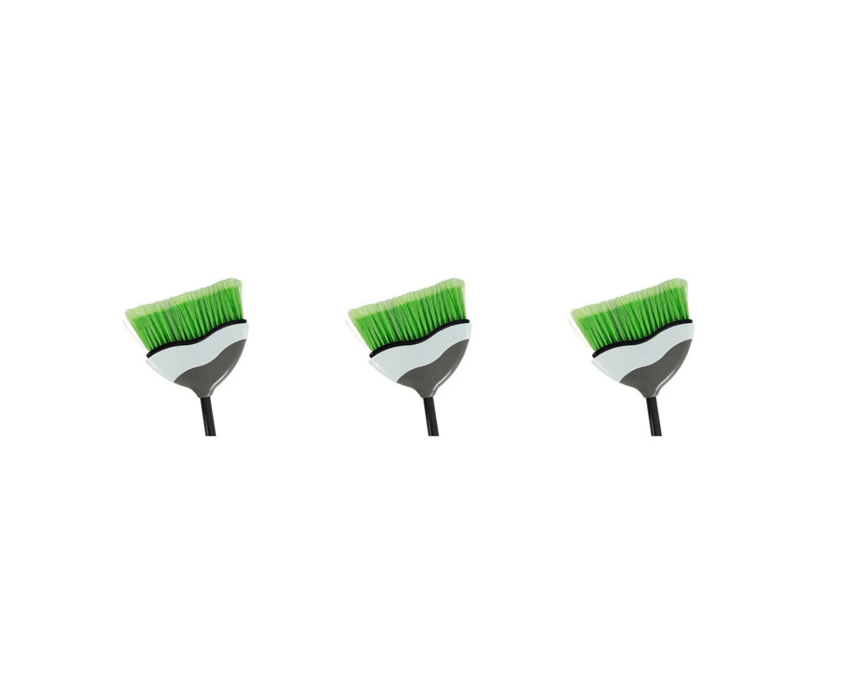 3x Ultimo Angle Head Broom 1.2M Durable Cleaning Tool 25x133cm Green/Grey Assort