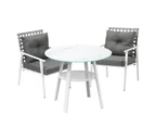 Livsip Outdoor Dining Set Patio Furniture Setting 3PCS Marble Table Rattan Chair