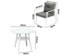 Livsip Outdoor Dining Set Patio Furniture Setting 3PCS Marble Table Rattan Chair