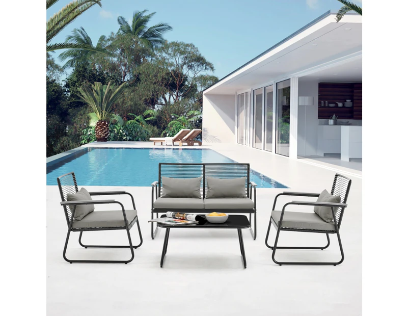 Odele Outdoor Set 4 Piece Sofa 2 Chairs Table