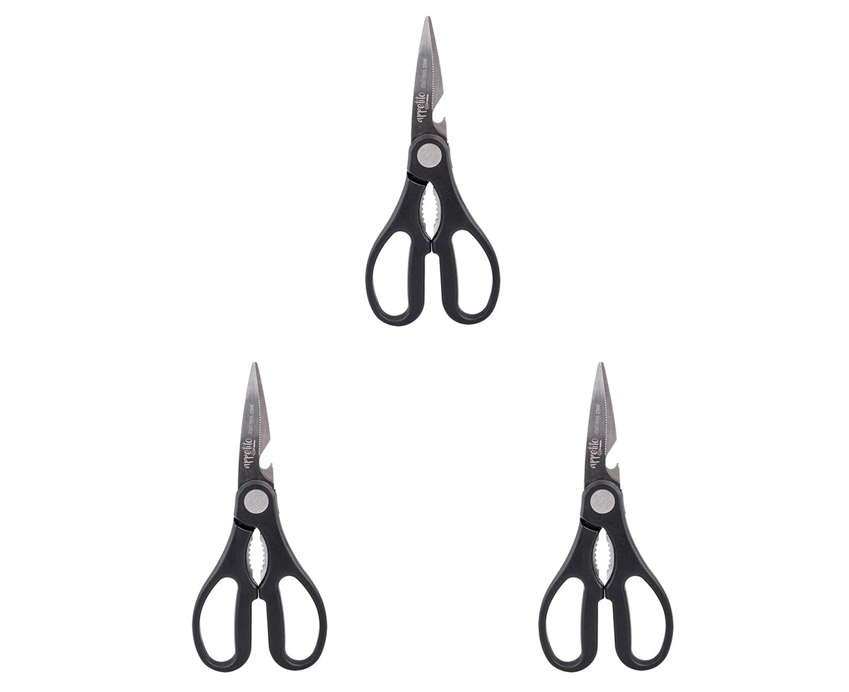 3x Appetito All Purpose Kitchen Shears Black Home Kitchenware Cooking Tools