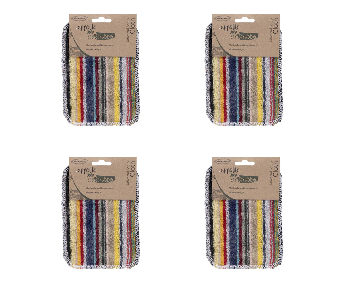 4pc Appetito Eco Scrubber 12x16.5cm Universal Scrub Cloth Cleaning Assorted