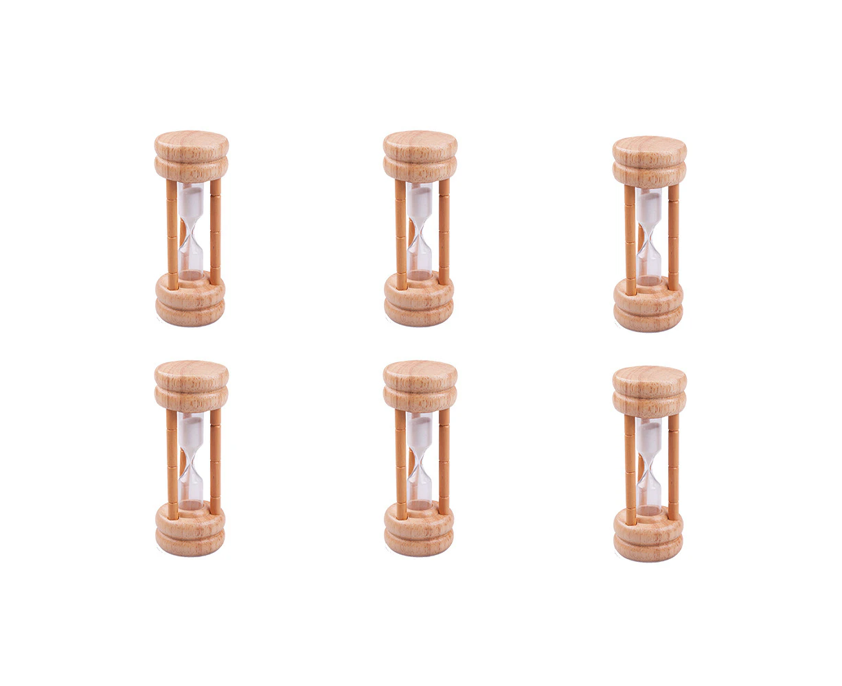 6x Appetito Natural Wood Egg Hourglass 3 Minute Timer Home Kitchen Cooking Tool