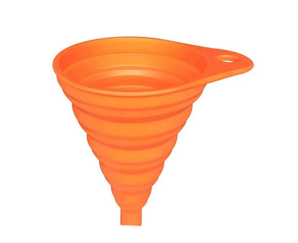 Silicone funnel Silicone folding long-neck funnel Kitchen household soy sauce liquid sub-packing funnel - orange