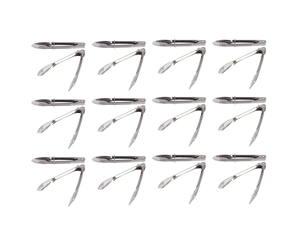 12x 2pc Appetito Stainless Steel Mini Tongs 18cm Home Kitchen Cooking Utensils