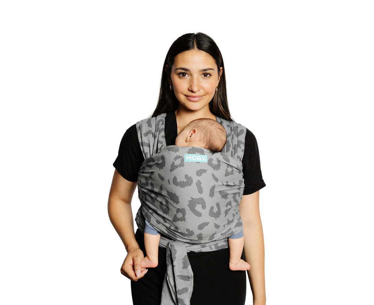 Moby Classic Wrap Baby/Newborn Cotton Fabric Body Travel Carrier Night Leopard