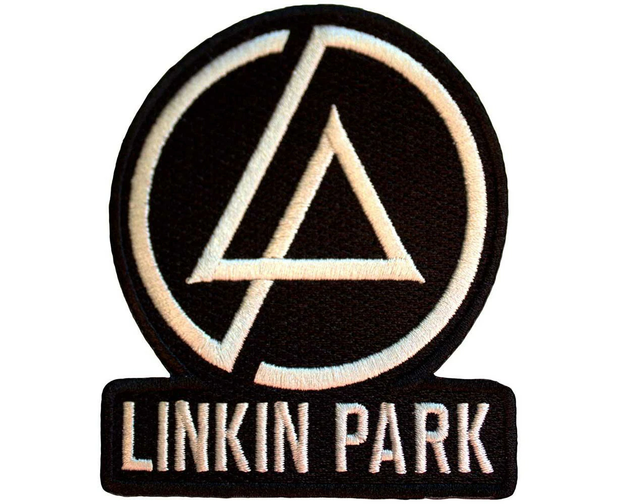 Linkin Park Logo Woven Concentric Text Iron On Patch (Black/Beige) - RO11852