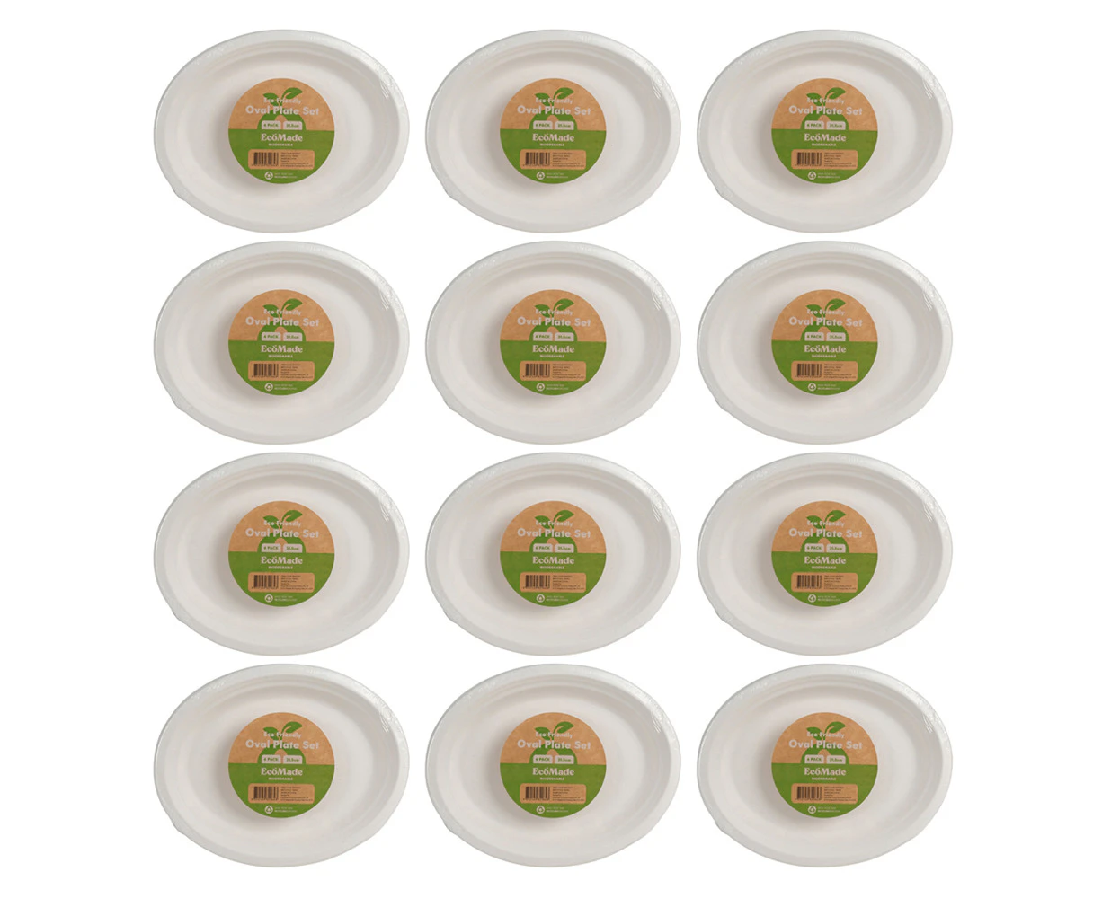 12x 6pc Ecomade Oval Plate Durable Reusable Dining Tableware Essential 31.6cm