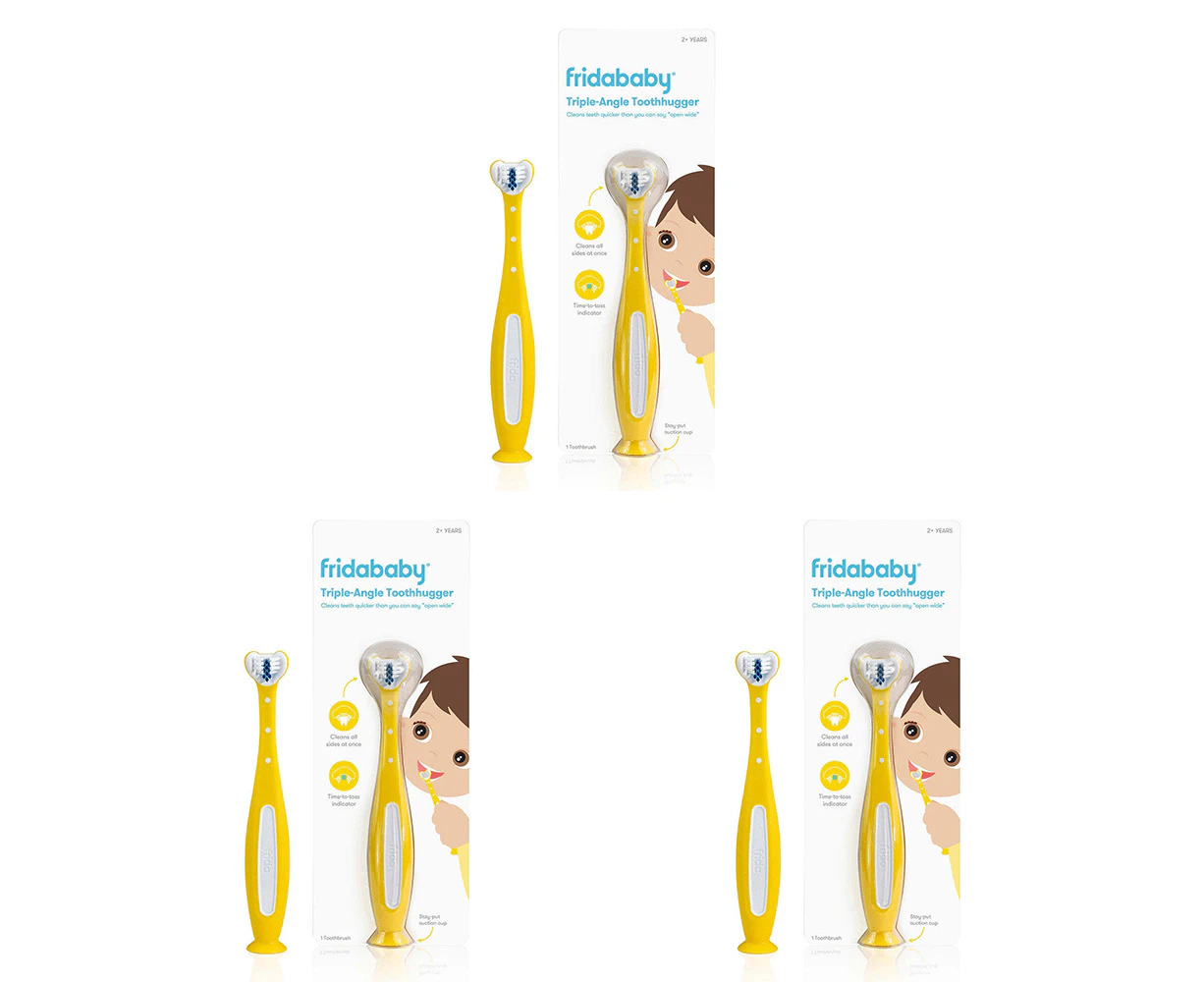 3x Frida Baby/Infant Toddler Grooming Triple Angle Toothhugger/Toothbrush 2y+