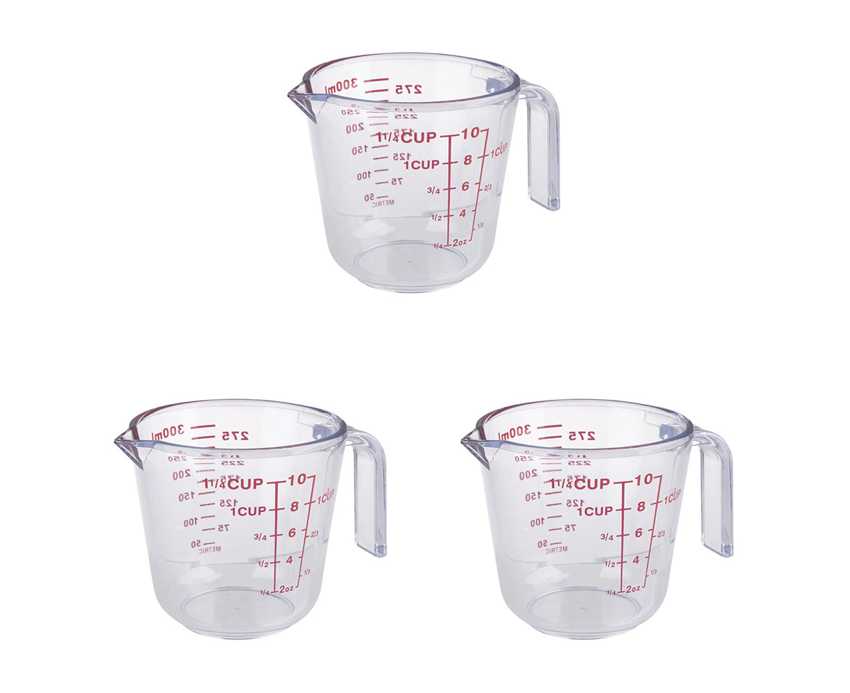 3x Appetito Plastic 1 1/4 Cup Plastic Measure Jug Home Kitchenware Accessory