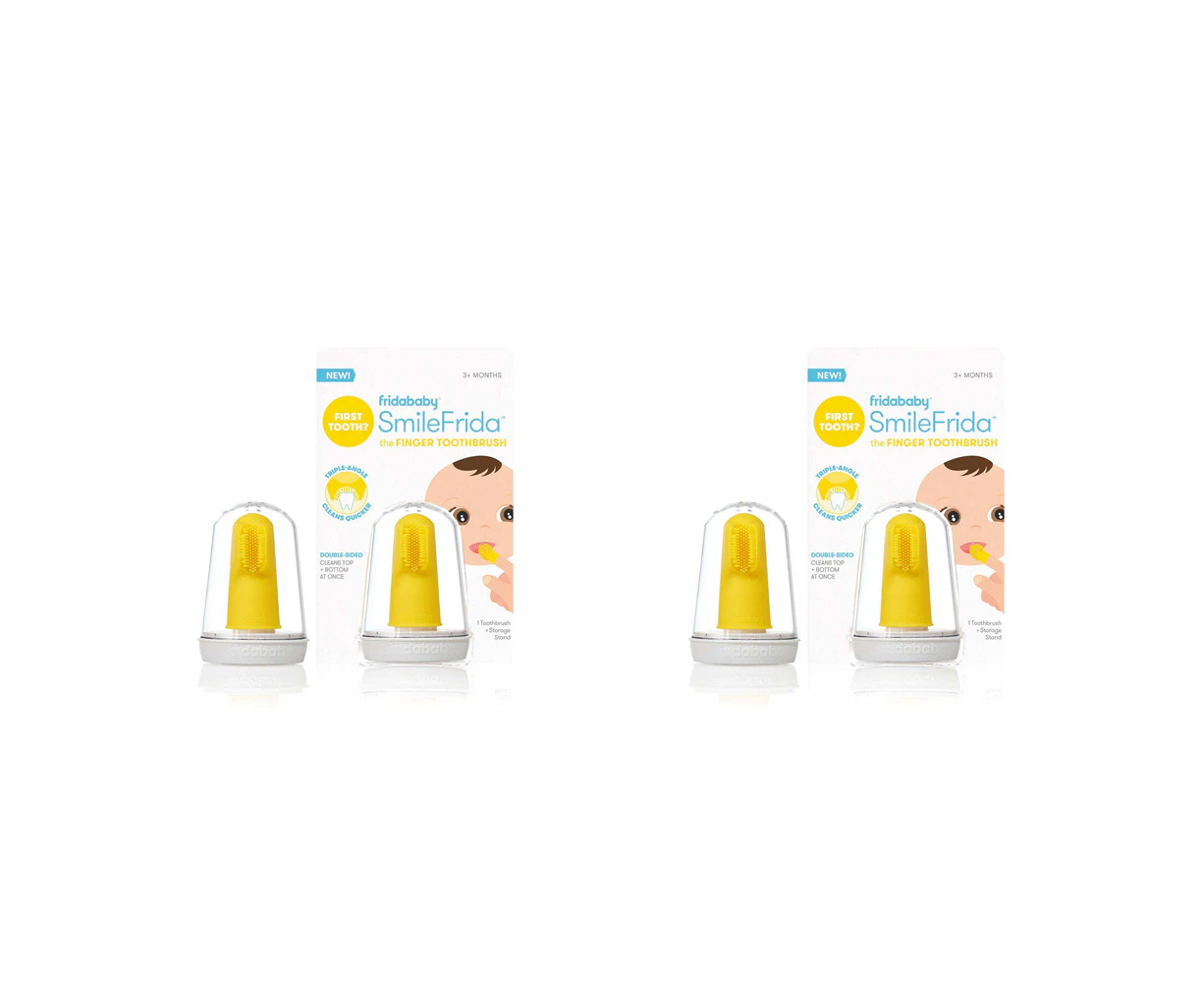 2x Frida Baby/Infant Toddler Grooming Mouth Fingerbrush/Toothbrush Yellow 3m+