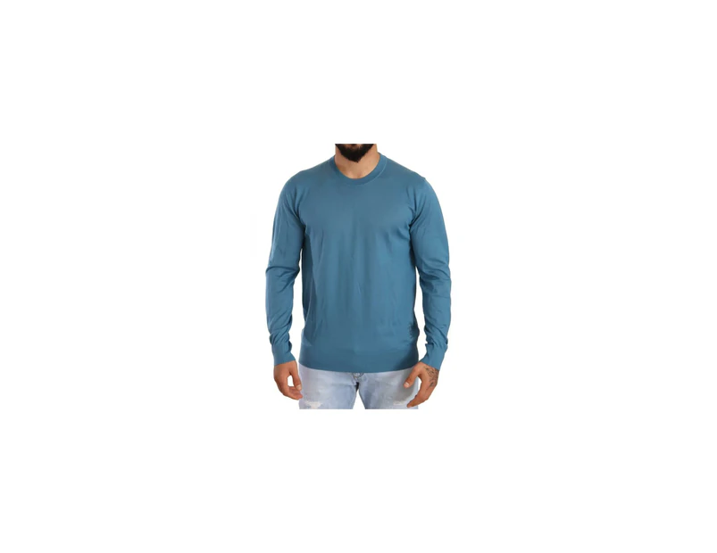 Cashmere Crewneck Pullover Sweater with Logo Detail