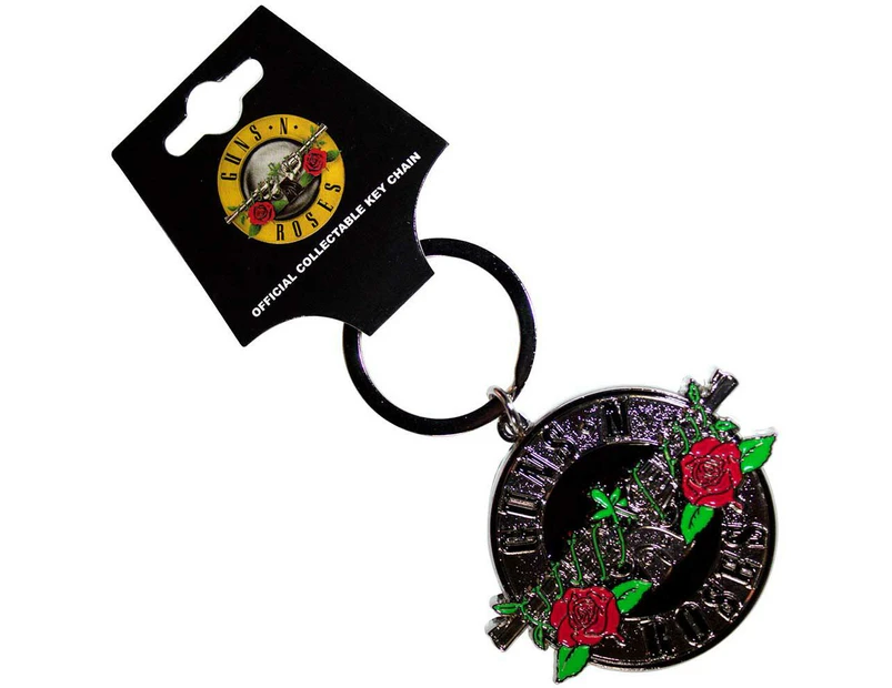 Guns N Roses Circle Logo Keyring (Black/Silver) - RO11753