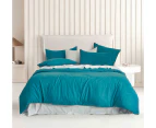 CleverPolly Vintage Washed Microfibre Quilt Cover Set - Teal