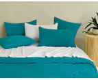 CleverPolly Vintage Washed Microfibre Quilt Cover Set - Teal