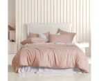 CleverPolly Vintage Washed Microfibre Quilt Cover Set - Pink