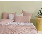 CleverPolly Vintage Washed Microfibre Quilt Cover Set - Pink