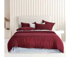 CleverPolly Vintage Washed Microfibre Quilt Cover Set - Burgundy