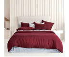 CleverPolly Vintage Washed Microfibre Quilt Cover Set - Burgundy