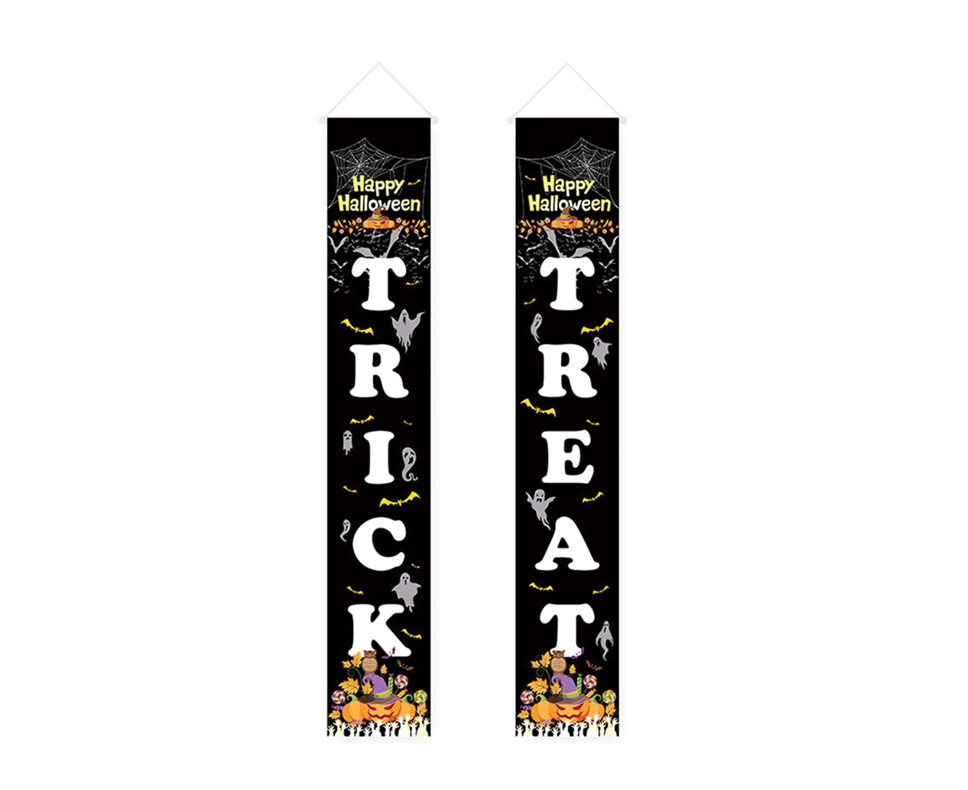 Vintage Halloween Decorations Halloween Banner trick-or-treat Porch Halloween Pumpkin Hanging Banner for Halloween Party wall dector(style2)