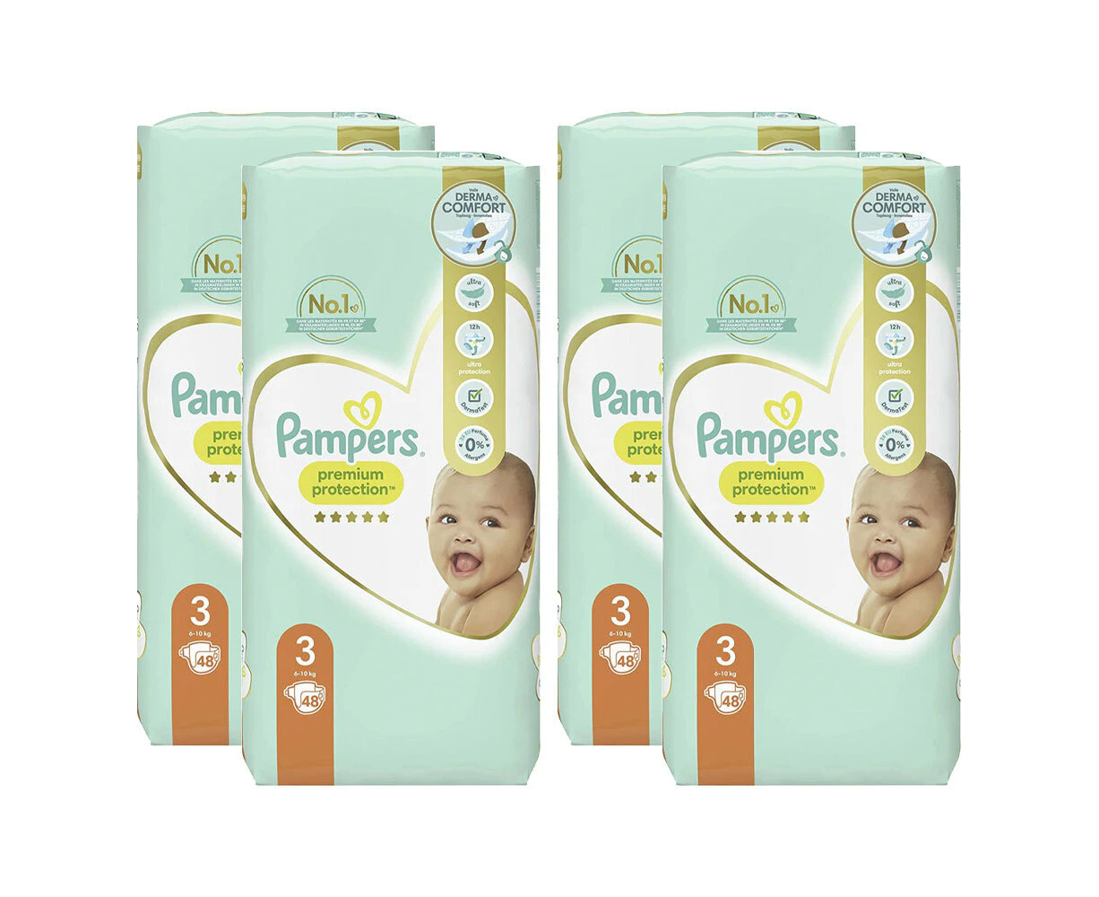 192pc Pampers Premium Protection Baby Nappies Unisex Diapers Size 3 6-10kg