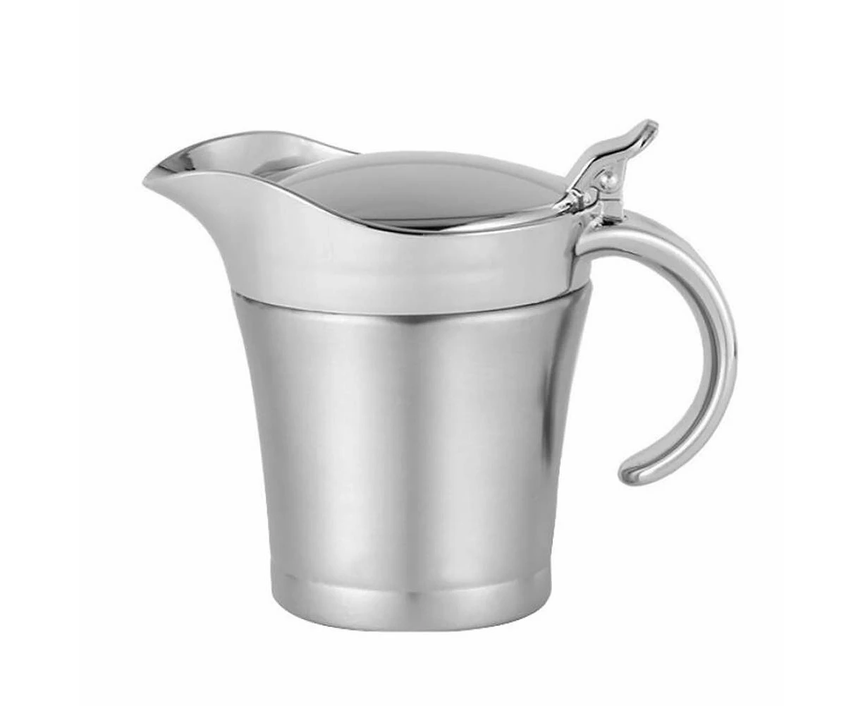 Premium Stainless Steel Thermo Gravy Boat, Double Insulated Elegant Silver Thermo Gravy Boat Sauce Jug Perfect For Dinner Parties (750Ml), 450Ml