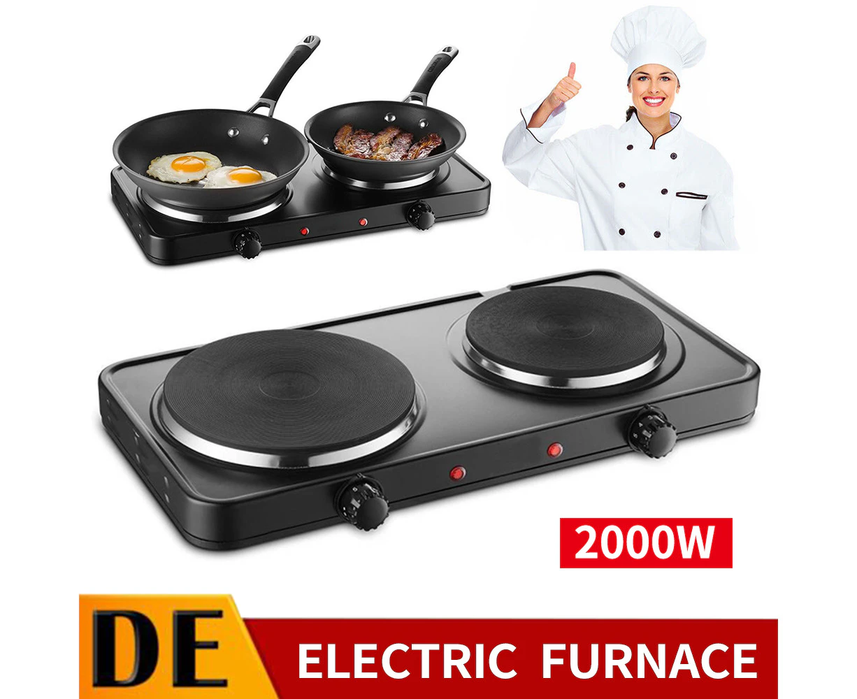 2000W Electric Double Hotplate Hob Stove Top Heating Plate Camping Stove