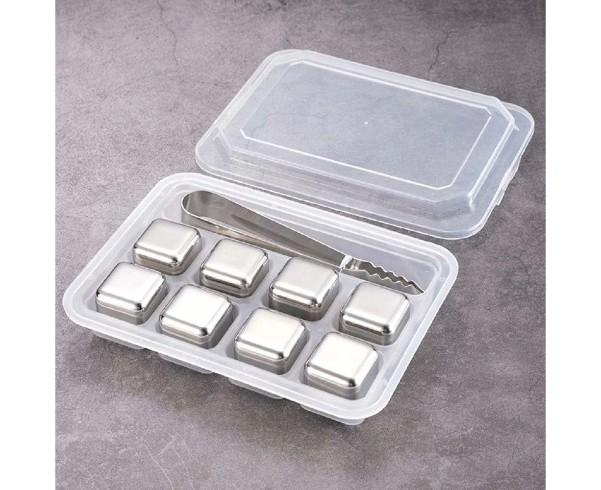 Whiskey Stones Reusable Stainless Steel Ice Cubes, 8 Pack Chilling Cubes For Whiskey Vodka Wine Beer And All