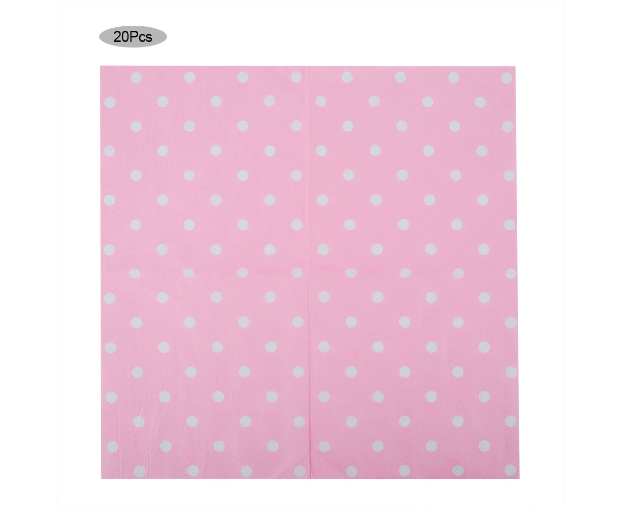 20 PCS Pink Dots Paper Napkins Party Napkins Tissues Tableware for Wedding Birthday Party