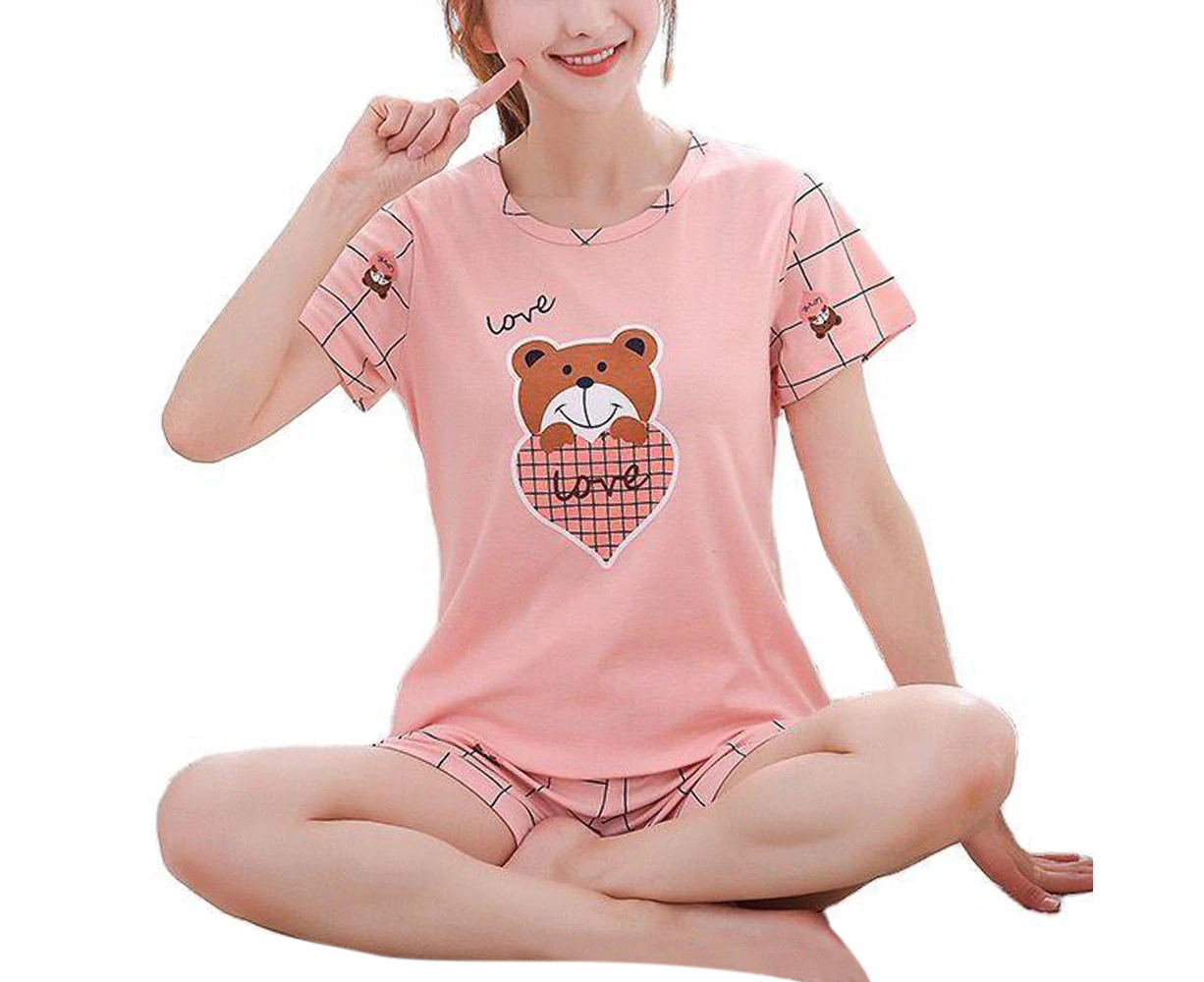 Women Ladies Summer Short Sleeve T-Shirt Shorts Outfit Pyjamas 2pcs/Set Sleepwear Nightwear