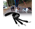 Durable Nylon Adjustable Detachable Three Head Pet Leash Traction Rope for 2 or 3 Dogs(Black)