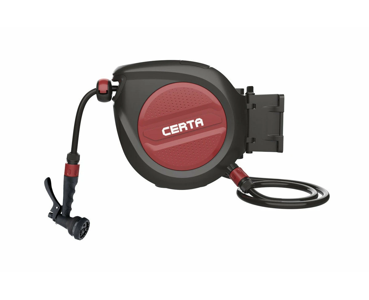 Certa Retractable Garden Hose Reel with Spray Nozzle - 15m