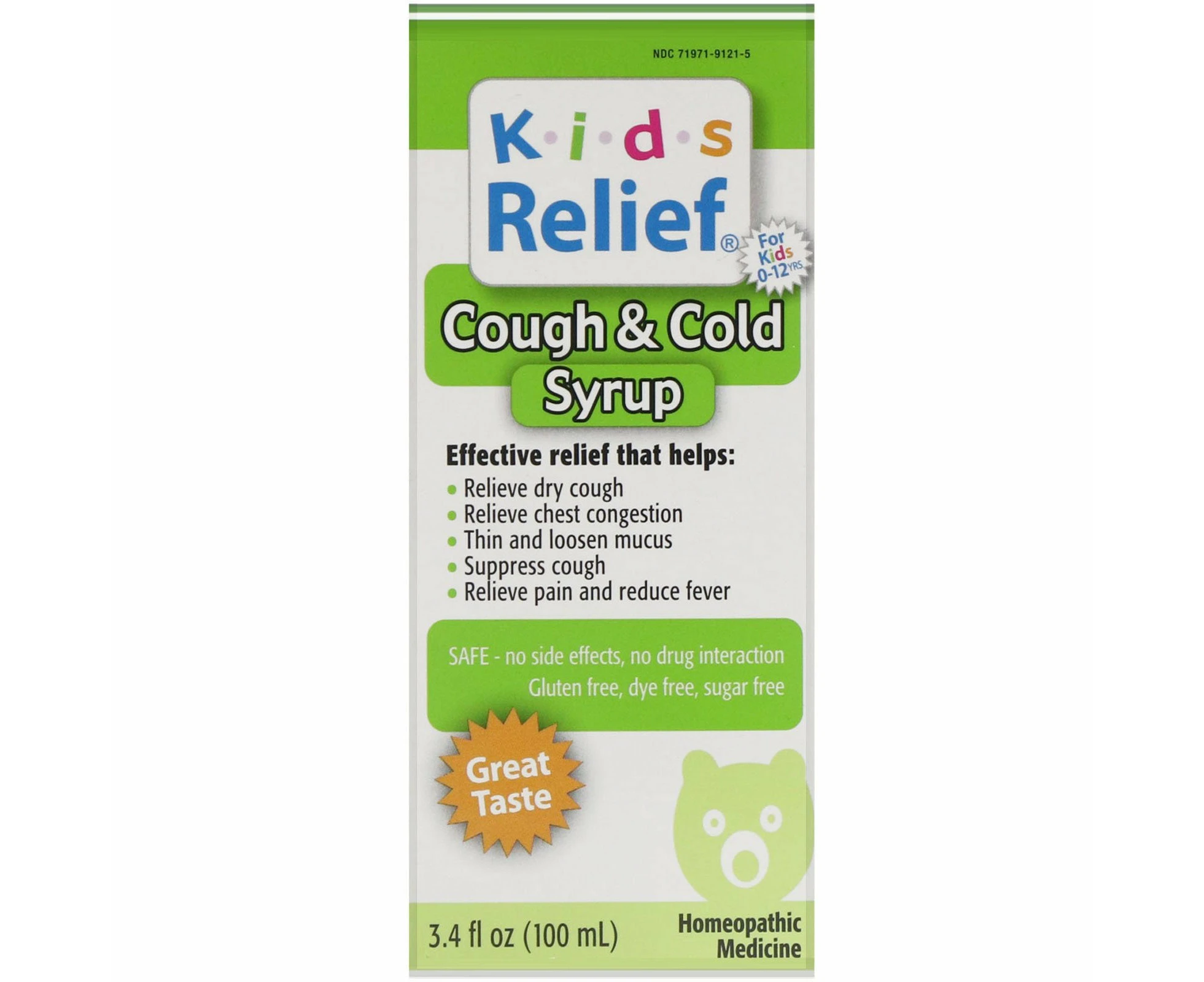 Homeolab USA, Kids Relief, Cough & Cold Syrup, For Kids 0-12 Yrs, 3.4 fl oz (100 ml)