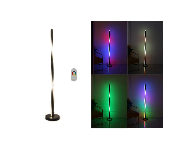 Minimalist floor lamp RGB+Remote led corner standing lamp Double Twisted Design Black